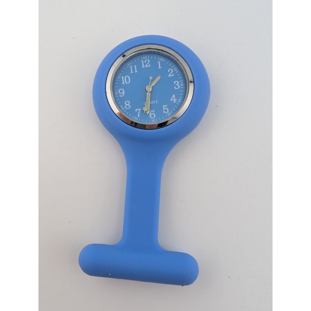 Silicone Nurse Watch Fob Pocket Brooch Washable- New Battery Blue